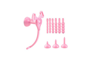 BQS - Rosa Kyskhetsbelte med Utskiftbare Penisplugger og Hetter