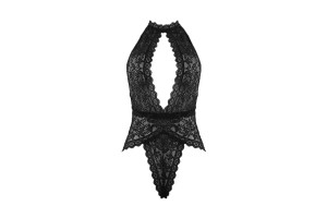 Gnist Undertøy - Halterneck Body med Blonder – Sort