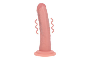 Realrock - Dual Density Vibrator Dildo med Sugekopp - 6"/15,5cm - Beige