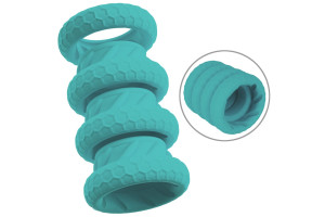 You2Toys - 3 in 1 Cock & Ball Ring Sett med Bumperfunksjon - Turkis