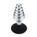 Buttplug i Metall med Riller og Sugekopp Buttplug i Metall med Riller og Sugekopp