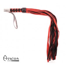 Avalon - ARRAN - Rød og Svart Lærflogger med Metall på Håndtaket
