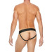 Ouch! Striped Front Zip Jock - Jockstrap - Bonded Leather - Sort Ouch! Striped Front Zip Jock - Jockstrap - Bonded Leather - Sort
