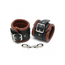 Rimba - Polstrede Fotcuffs i Lær med Lås - Brun og Sort