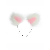 BQS - Ører med hårbøyle Hvit og Rosa 