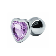 BQS - Buttplug med Hjertekrystall - Lilla - Medium