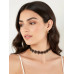 Gnist - Choker med Blomsterdetaljer - 05 - Sort