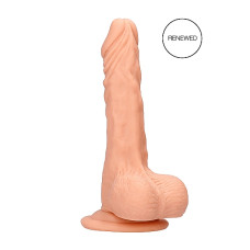 RealRock - Dildo med pung - 10" / 27 cm - Lys hudfarge