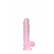 Realrock – Crystal Clear – Realistisk Dildo med Pung – Rosa - 15 cm