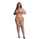 Le Desir - Shredded -  Nettingstrømper med hofteholder - One Size - XL til 4XL - Beige