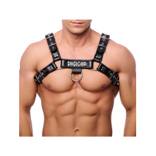 Red Leather - Harness i lær - Sort L/XL